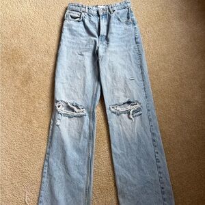 Zara Light Blue Distressed Women Jeans